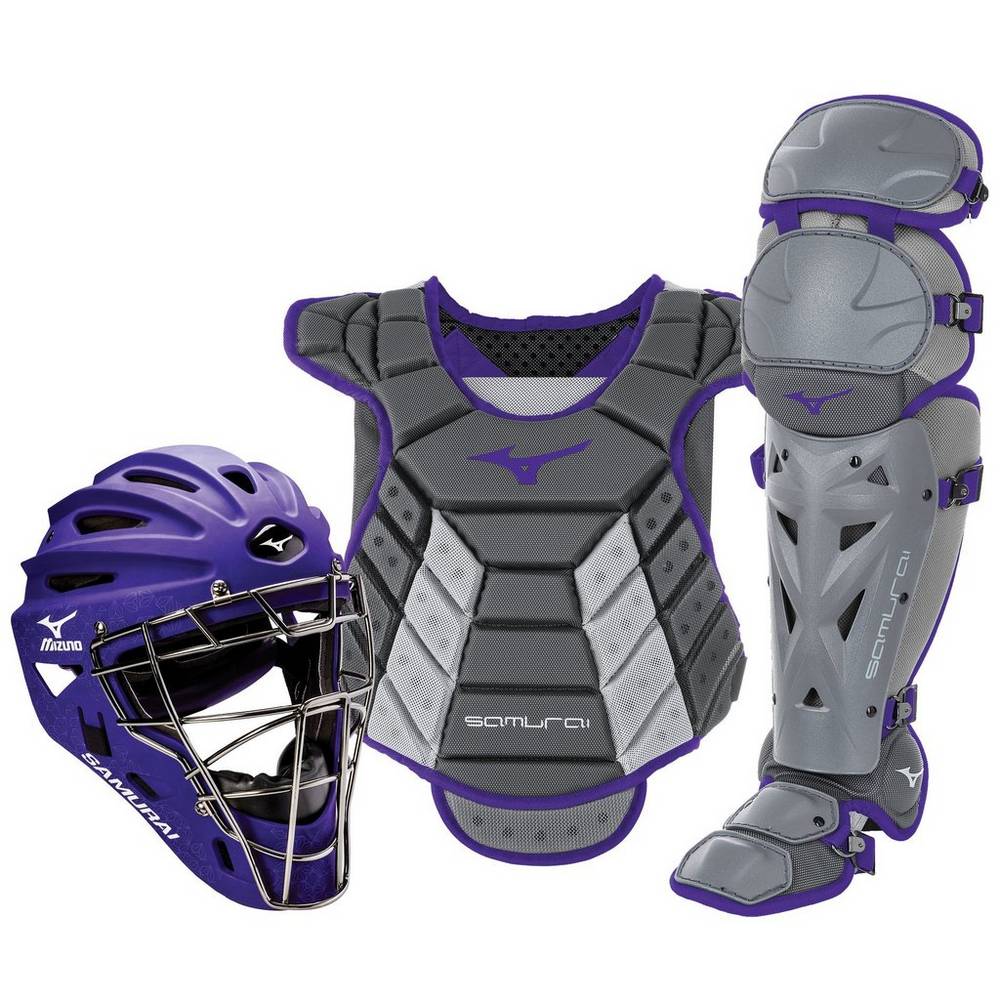 Mizuno Women's Samurai Boxed Catcher’s Gear Set (14-15") Grey/Purple (380421-TEG)